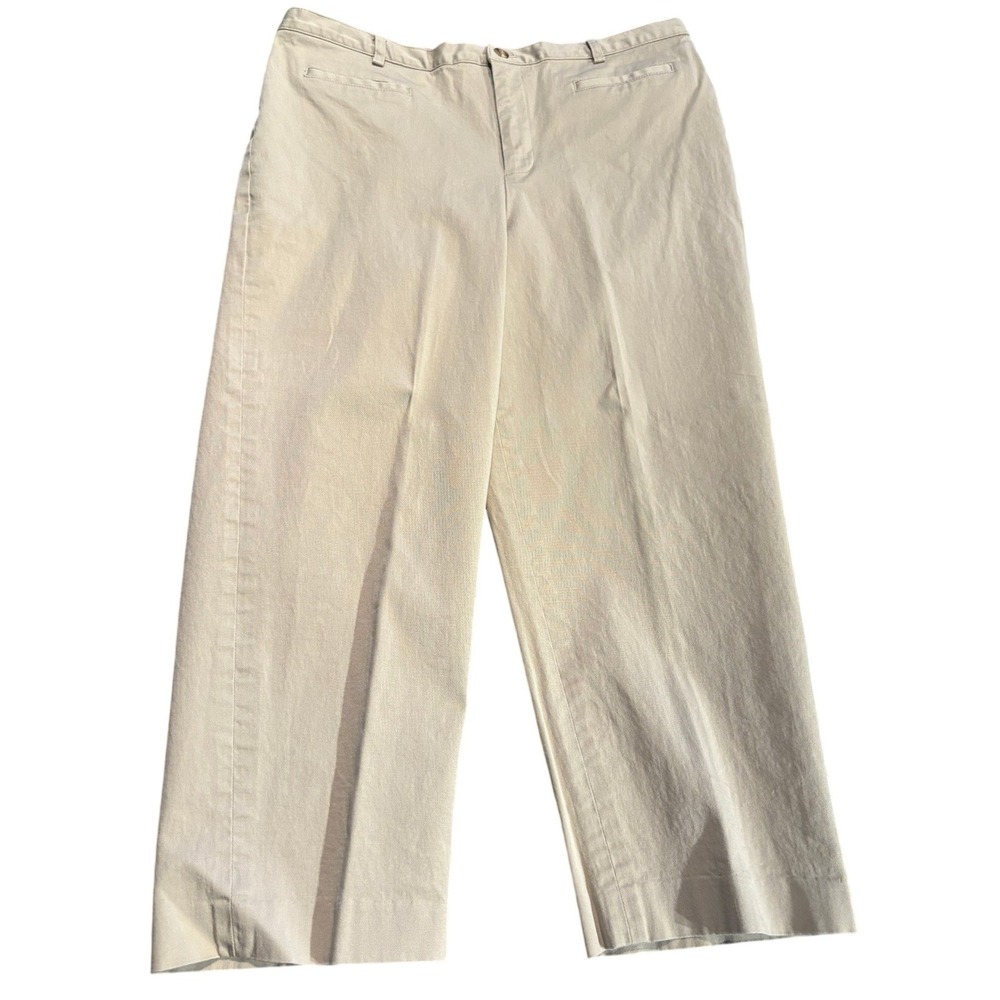 Rafaella Womens Khaki Chino Pants Size 12 Tan Straight Leg Stretch Cotton Casual